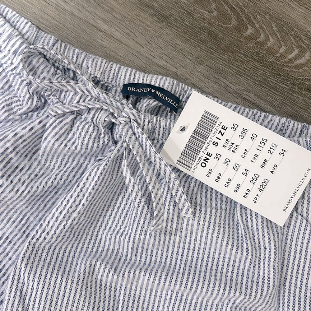 Brandy Melville Light Blue Striped Beach Pants